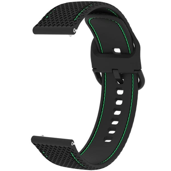 Samsung Galaxy Watch3 45 mm / Garmin Forerunner 265 / Venu 3 Stitching Line Silikonklokkebånd 22 mm håndleddsrem - Svart + Grønn Linje