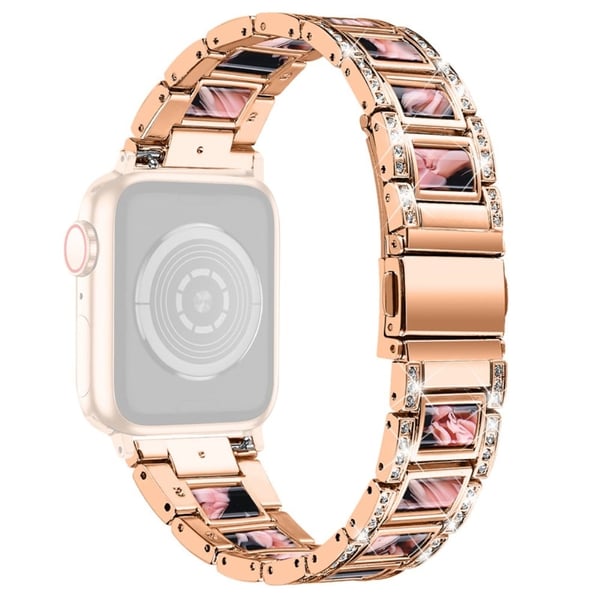 Apple Watch Series 8 (41 mm) klokkerem i rustfritt stål med rhinestone - Rose Gull / Svart Rosa Mix Apple Watch Series 8 (41 mm) klokkerem i rustfritt stål med rhinestone - Rose Gull / Svart Rosa Mix