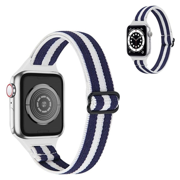 Apple Watch 40 mm klokkerem i nylon - Blå / Hvit