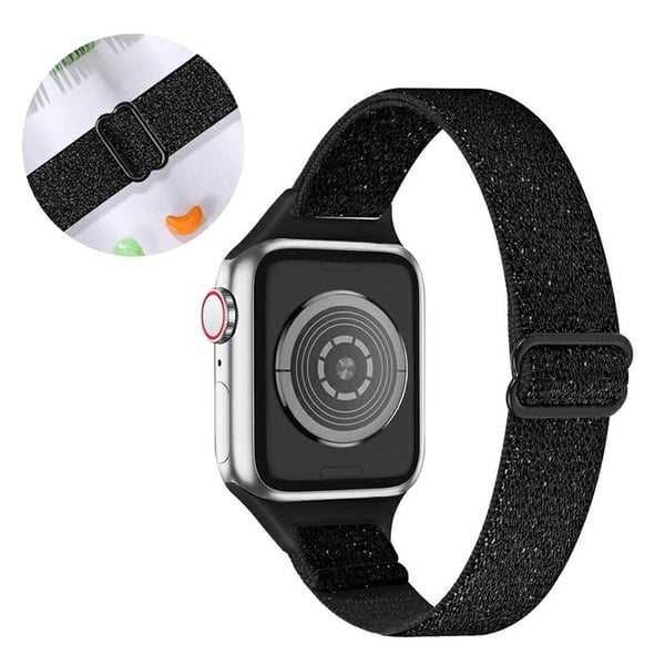 Apple Watch 42 mm - 44 mm klokkerem i nylon - Glitter Svart