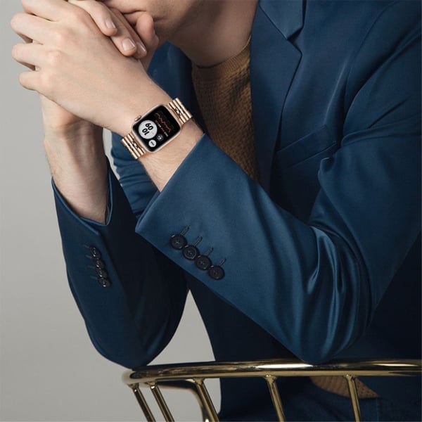 Apple Watch 40 mm klokkerem i rustfritt stål med fem perler - Khaki