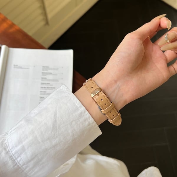 Apple Watch Series 41mm - 40mm - 38mm lærarmbånd med blomsterkontakt - Brun / Brun