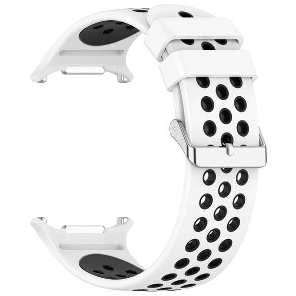 Samsung Galaxy Watch Ultra 47 mm silikon sportsklokkerem med pustende tofarget klokkerem - Hvit / Svart