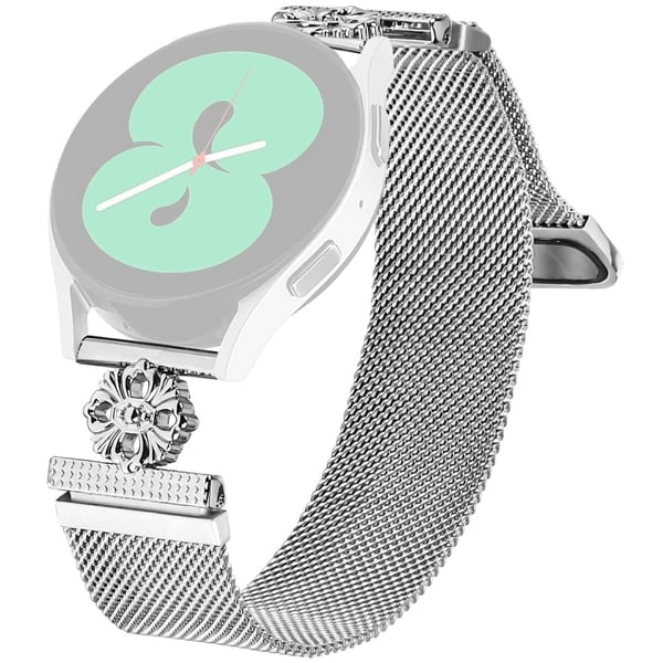 Amazfit GTR Mini Milanese Band Flower Stainless Steel Magnetic Mesh Watch Strap - Sølv