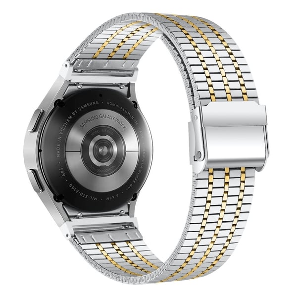 Samsung Galaxy Watch7 44 mm 40 mm klokkerem med 7 perler i rustfritt stål - Sølv + Gull