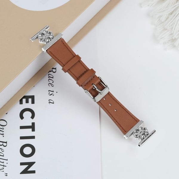 Honor Watch ES Urreim Ekte kuskinn med blomsterdekor, justerbar reim - Brun
