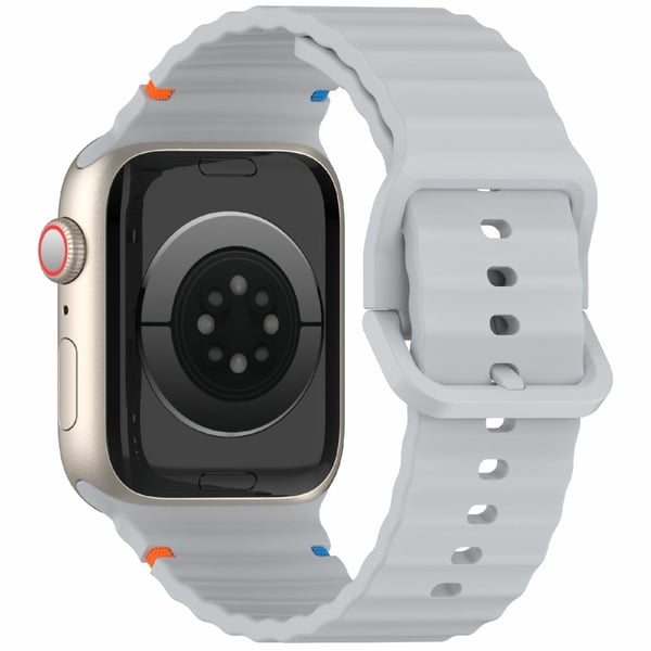 Silikonrem for Apple Watch Series 49mm - 45mm - 44mm - 42mm Wave Band - Grå