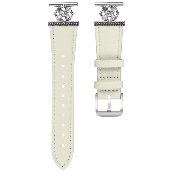 Honor MagicWatch 2 42 mm klokkerem Ekte kuskinn med blomsterdekor og justerbar rem - Hvit