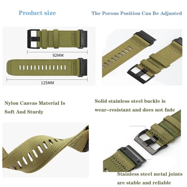 Urrem til Garmin Fenix 8 51mm / Enduro 3 / Instinct 2X Universal 26mm Quick Release Nylon Canvas Watch Strap - Khaki