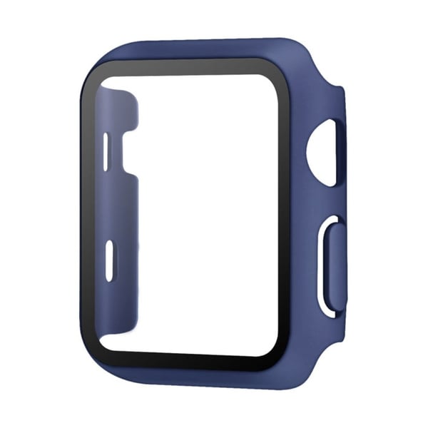 Apple Watch Series 10 46 mm klokkeveske beskyttende hardt støtsikkert deksel med herdet glassfilm - Midnattsblå