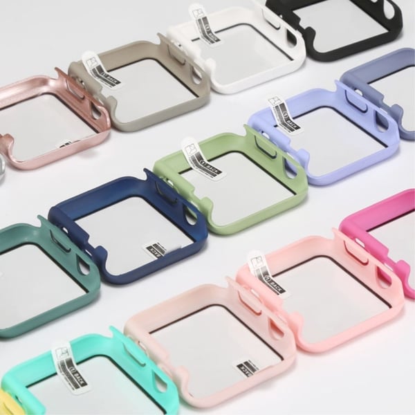 Apple Watch Series 10 46 mm klokkeveske beskyttende hardt støtsikkert deksel med herdet glassfilm - Midnattsblå