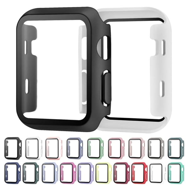 Apple Watch Series 10 46 mm klokkeveske beskyttende hardt støtsikkert deksel med herdet glassfilm - Rose Gull