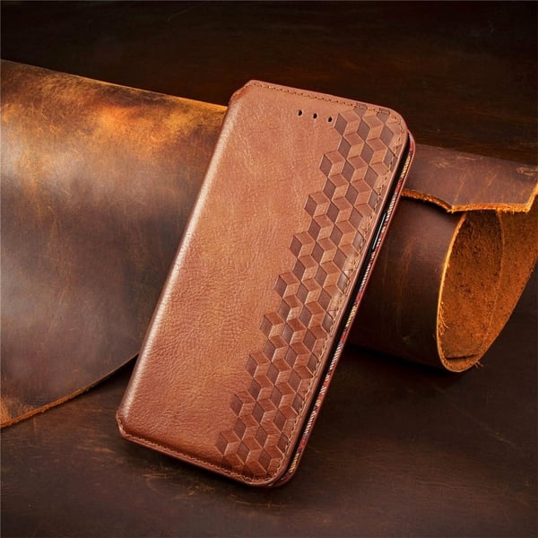 Skinn-etui med stilfult rombeavtrykk for Samsung Galaxy A16 - Brun