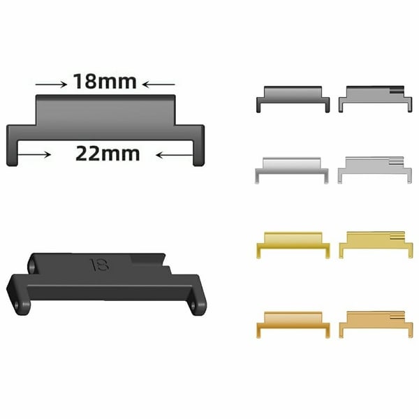 1 par Watch Strap Connector 18mm til 22mm Watch Band Metal Adapter - Sort
