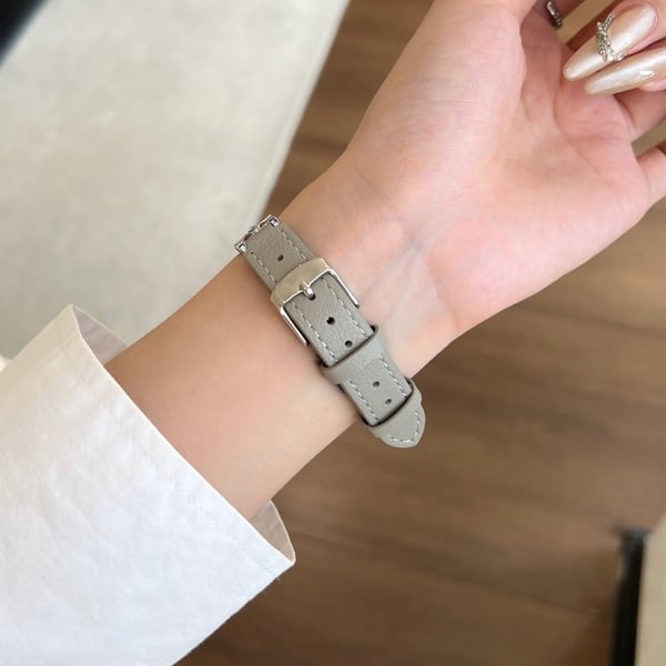 Apple Watch Series 49mm - 45mm - 44mm - 42mm lærarmbånd - Grå / Grå