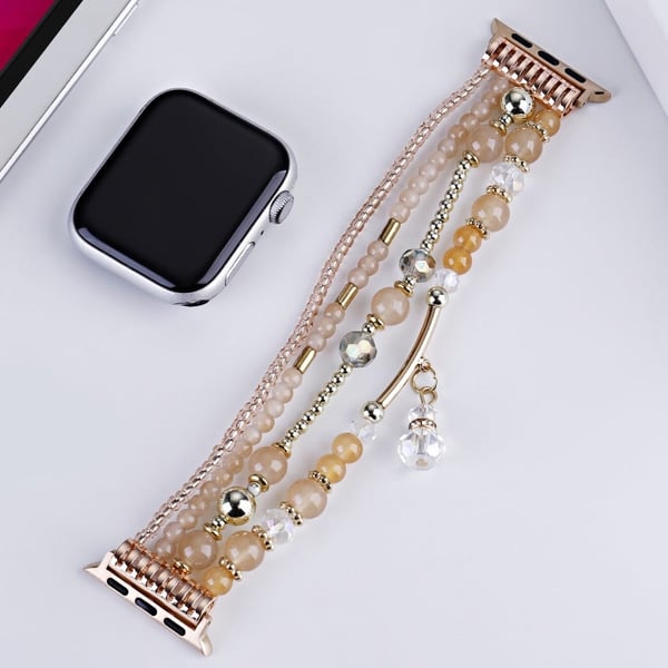 Apple Watch Series 41mm - 40mm - 38mm Fire rader perlekjederem - Aprikos