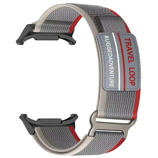 Samsung Galaxy Watch Ultra 47mm Urrem Justerbar Loop Fastener Nylonrem - Grå + Rød