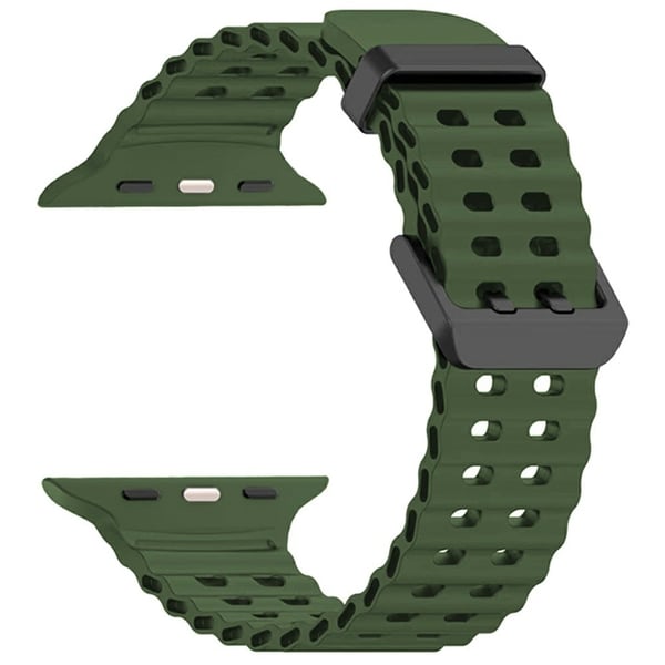 Silikonrem for Apple Watch Series 49mm - 45mm - 44mm - 42mm Ocean Band - Militærgrønn