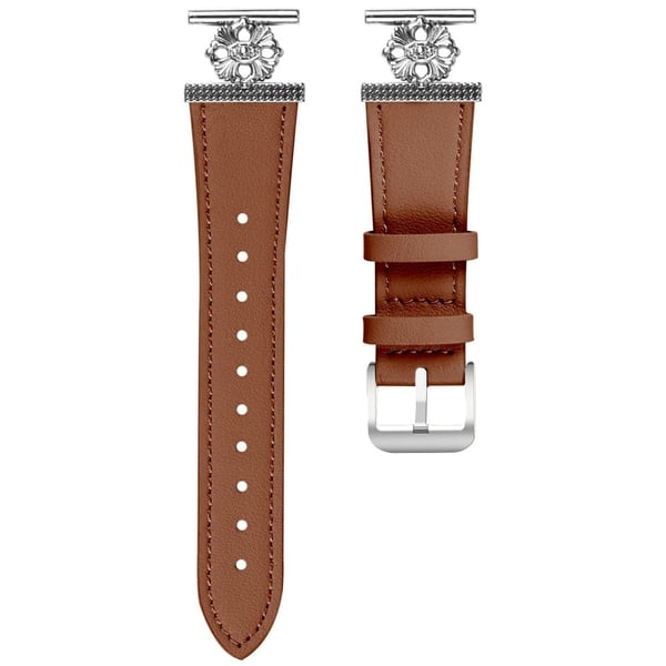 Huami Amazfit GTR Mini Watch Band Genuine Cow Leather Flower Decor Adjustable Strap - Brun