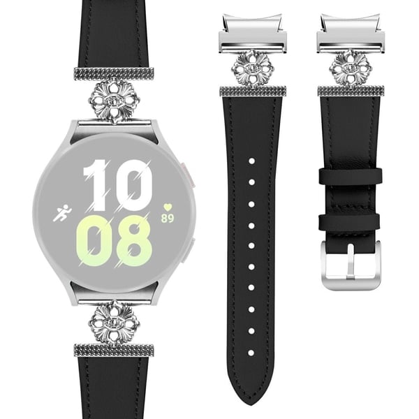 Urrem til Samsung Galaxy Watch 5 Pro Ægte okselæderrem med sømløs tilslutning - Sort Urrem til Samsung Galaxy Watch 5 Pro Ægte okselæderrem med sømløs tilslutning - Sort
