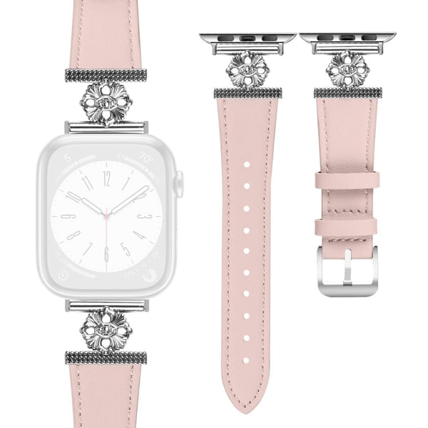 Armbånd for Apple Watch Series 41mm - 40mm - 38mm Ekte ku skinnrem - Rosa