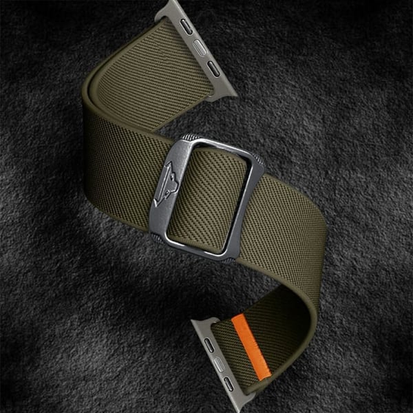 Nylonrem for Apple Watch Series 41mm - 40mm - 38mm Elastisk bånd - Militærgrønn