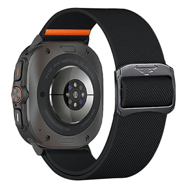 Samsung Galaxy Watch Ultra 47 mm nylonrem elastisk erstatningsarmbånd - Svart