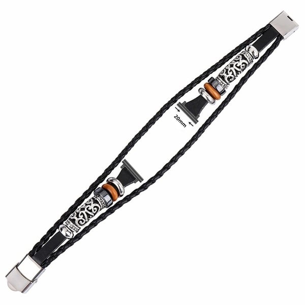 20 mm stilfuldt armbånd til Samsung Galaxy Watch FE 40 mm / Watch7 44 mm / 40 mm læder- og metalarmbånd - Sort