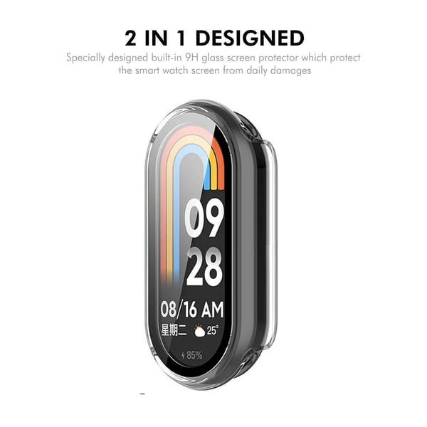 Xiaomi Mi Band 9 NFC ENKAY HAT PRINCE Bumpresistent Case Protective Smartwatch Cover Built-In Skærmbeskytter - Hvid