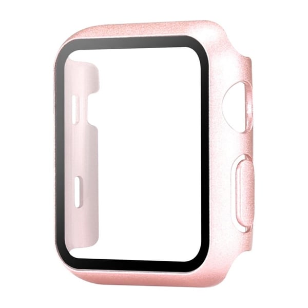 Apple Watch Series 10 42 mm klokkeveske beskyttende hardt støtsikkert deksel med herdet glassfilm - Rose Gull