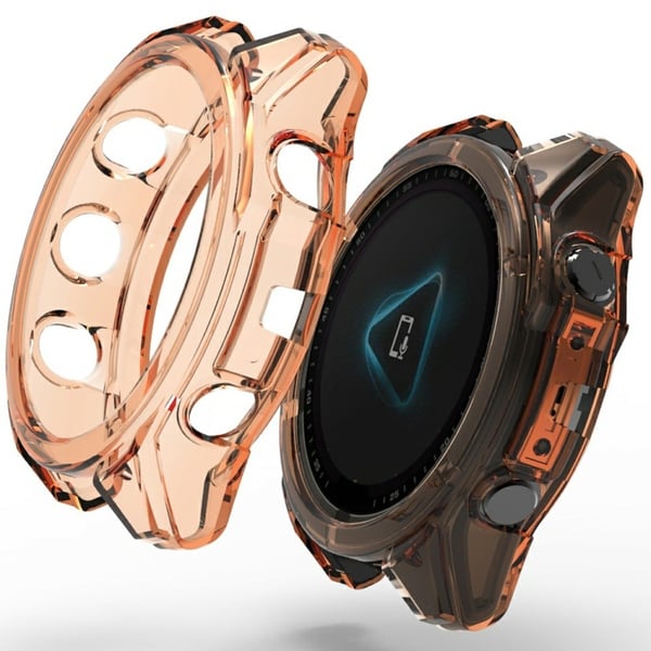 Garmin Fenix 8 43 mm klokkeveske med støtsikkert, fleksibelt deksel halvveis innpakket - Gjennomsiktig Oransje