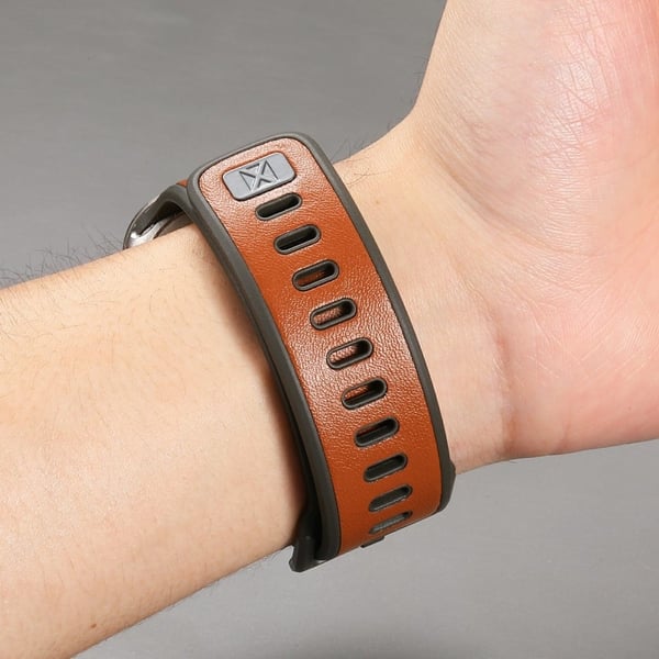Apple Watch Series 49mm - 45mm - 44mm - 42mm Lærbelagt silikonrem - Oransje