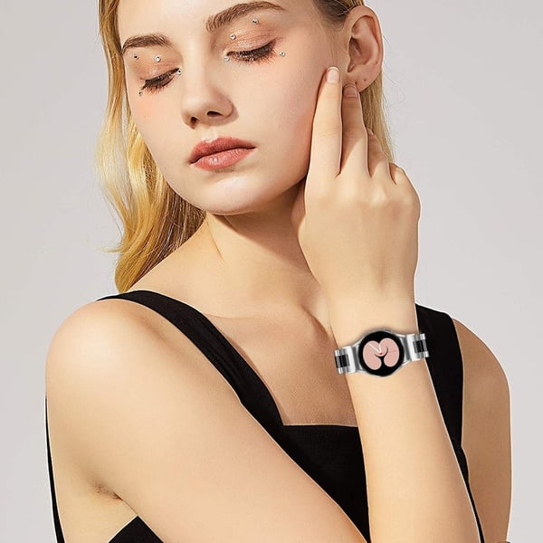 Samsung Galaxy Watch7 40mm / 44mm rem Quick Release Connector rustfrit stål urrem - Sølv / Sort