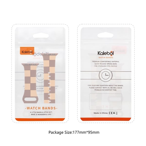KALEBOL Silikonrem for Apple Watch Series 41mm - 40mm - 38 Mm Sjakkbrett Urrem Lysebrun