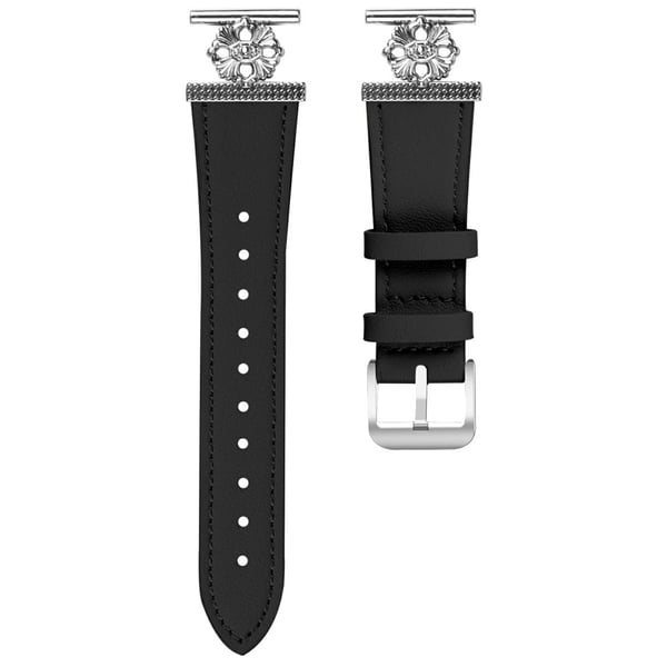 Huawei Watch GT 3 42 mm klokkerem Ekte kuskinn med blomsterdekor, justerbar rem - Svart