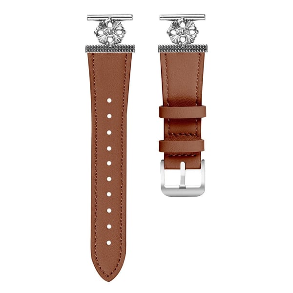 Garmin Approach S40 / Forerunner 158 klokkerem Ekte kuskinn blomsterdekor justerbar rem - Brun