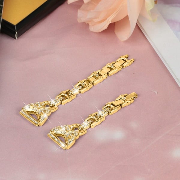Samsung Galaxy Watch7 44mm / 40mm Butterfly Bling Rhinestone Decor Watch Band Metallarmbånd - Gull