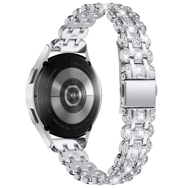 Samsung Galaxy Watch7 44mm / 40mm Watch Band Rhinestone Decor Smartwatch Strap - Sølv