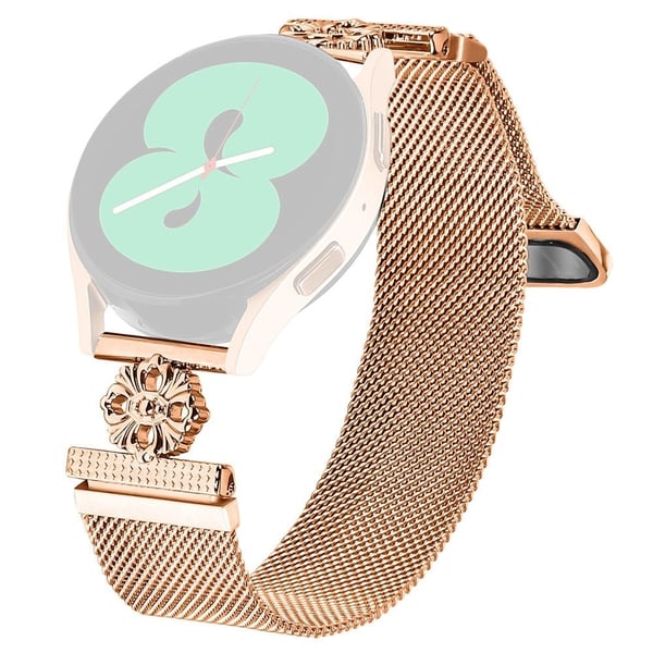Samsung Galaxy Watch Active2 40mm / 44mm Milanese Band Flower rustfritt stål magnetisk nettingklokkerem - Rose Gull