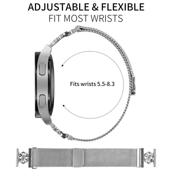 Samsung Galaxy Watch3 41 mm Milanese-armbånd blomst rustfritt stål magnetisk nettingklokkerem - Sølv