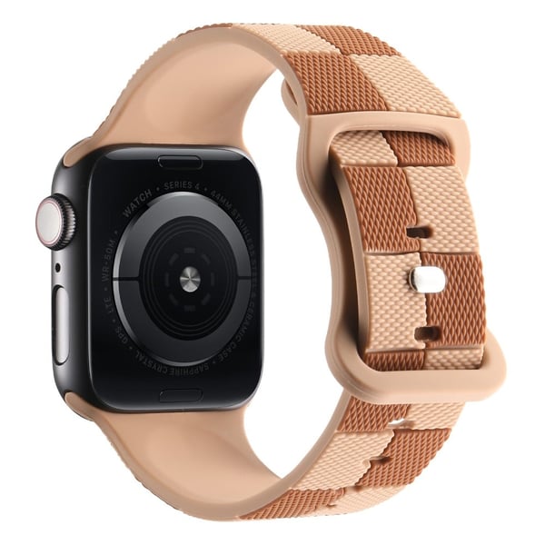 KALEBOL Silikonerem til Apple Watch Series 41mm - 40mm - 38 Mm Skakternet Urrem Lysebrun KALEBOL Silikonerem til Apple Watch Series 41mm - 40mm - 38 Mm Skakternet Urrem Lysebrun