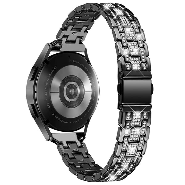Samsung Galaxy Watch7 44mm / 40mm Watch Band Strassi koriste Double Snap Smart Watch hihna - Musta