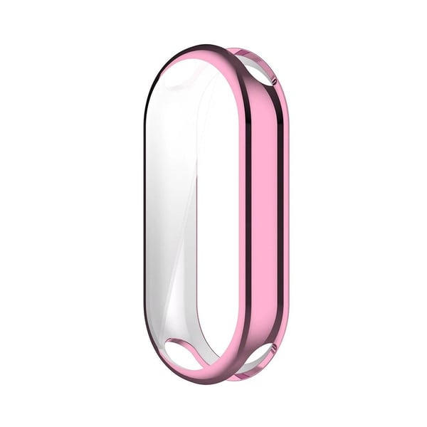 Xiaomi Mi Band 9 / NFC ENKAY Hat-Prince Fleksibelt klokkeveske Galvaniseringsklokkedeksel med skjermbeskytter - Rosa