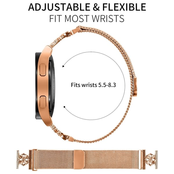 Samsung Galaxy Watch 42 mm Milanese-armbånd blomst rustfritt stål magnetisk nettingklokkerem - Rose Gull