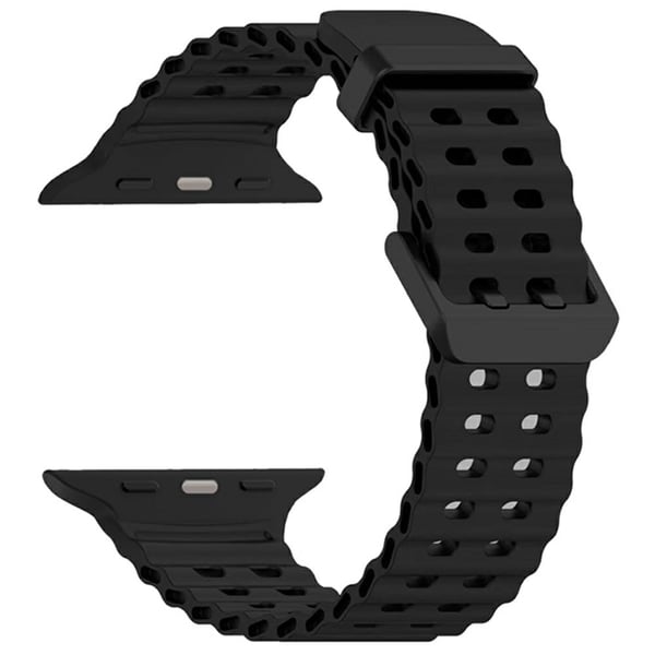Silikonrem for Apple Watch Series 49mm - 45mm - 44mm - 42mm Ocean Band - Svart