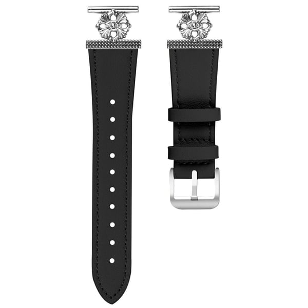 Huami Amazfit Bip Lite Urrem Ægte okselæder Blomsterdekor Justerbar rem - Sort Huami Amazfit Bip Lite Urrem Ægte okselæder Blomsterdekor Justerbar rem - Sort