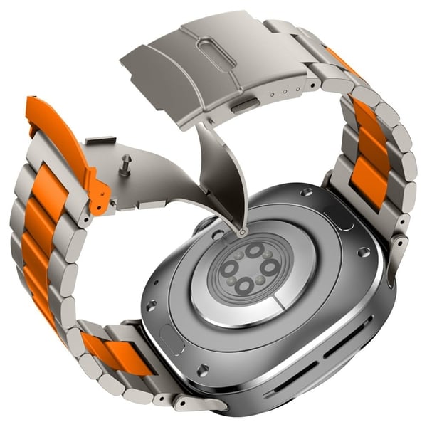 Samsung Galaxy Watch Ultra 47 mm urrem i titanlegering med tre perler - Titan + Oransje