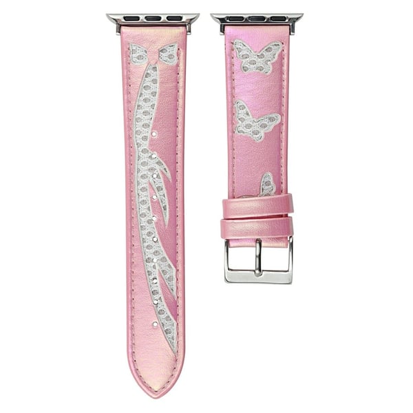 Mesh- og lærrem for Apple Watch Series 49mm - 45mm - 44mm - 42mm - Rosa