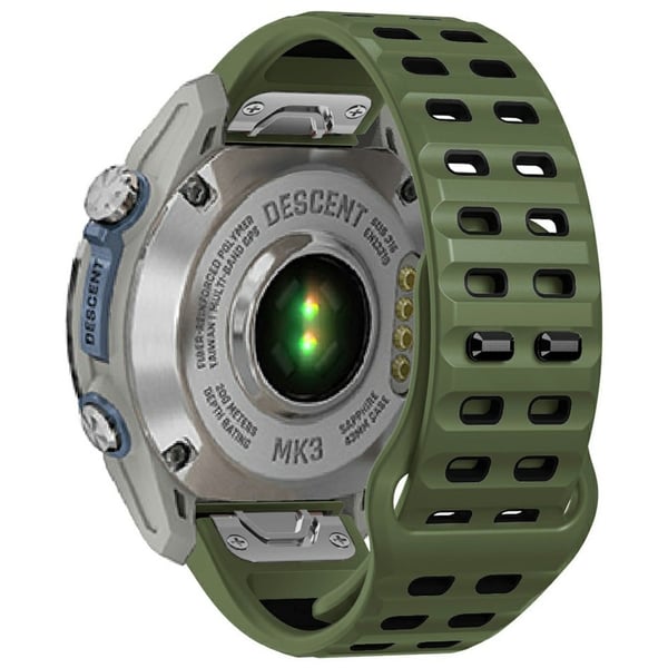 Garmin Fenix 8 51mm / Enduro 3 / Enduro 2 Silikone urrem Quick Release Buckle Dual Color Watch Strap - Militærgrøn + Sort