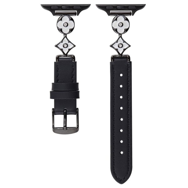 Apple Watch Series 49mm - 45mm - 44mm - 42mm lærarmbånd - Svart / Hvit Svart